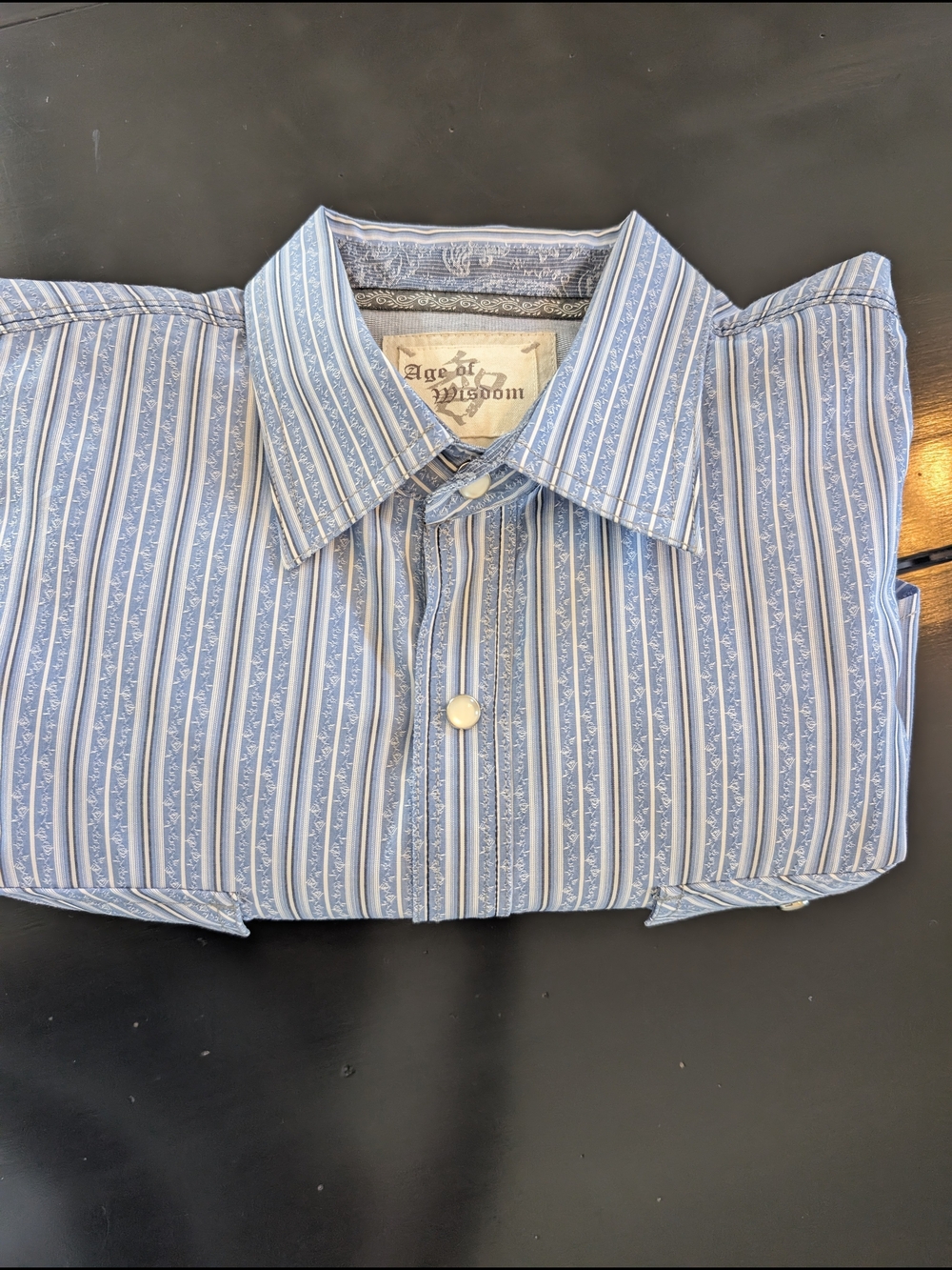 Age Of Wisdom Men's Blue Striped Dress Shirt